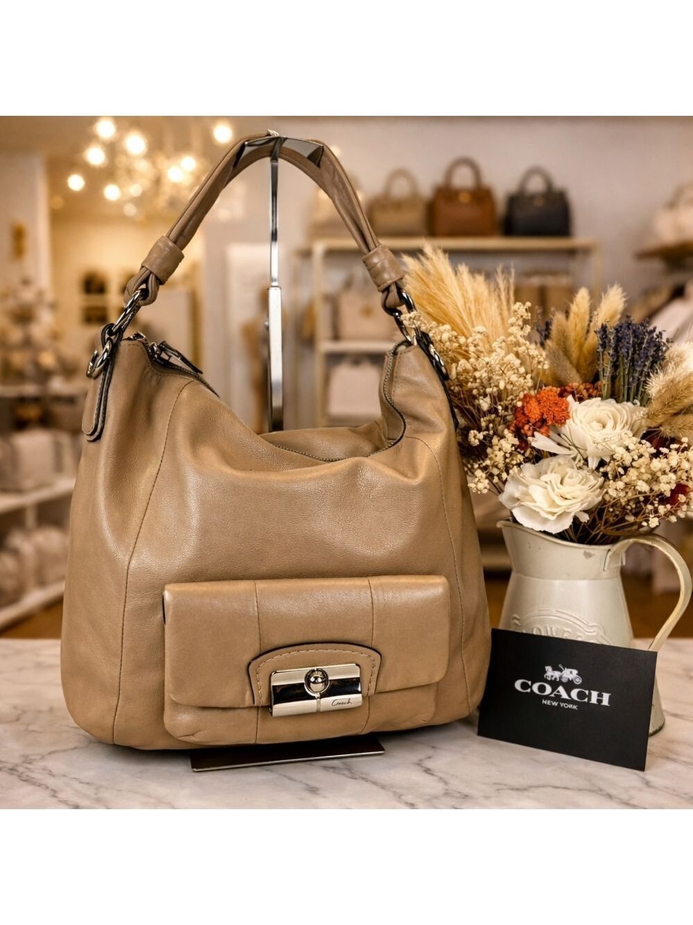 Coach Kristin Beige Leather Hobo Hand‎ Shoulder Bag